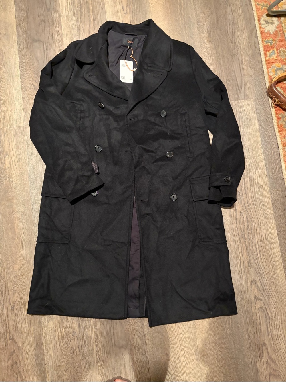 Men's Black Double-Breasted trench